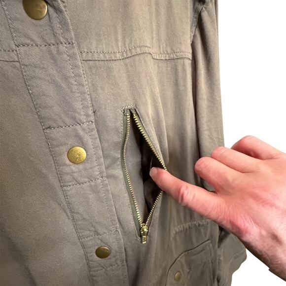 DIVIDED By H&M Utility Jacket Womens Tan Lightweight Utility Army Olive Sz S - Picture 9 of 12